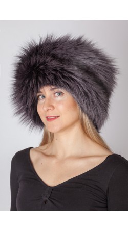 Dark blue fox fur hat